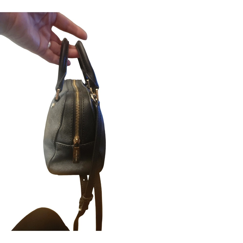 Michael Kors Bedford Mini Satchel Black Saffiano Leather Crossbody Bag Gold Tone - Picture 4 of 10